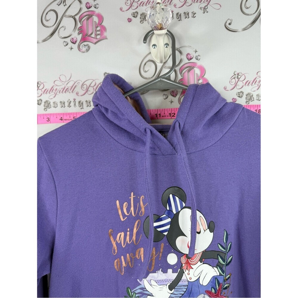 Disney cruise line sweater hoodie Purple Minnie Mouse Lace-Up Hoodie letβs sail - Picture 4 of 11